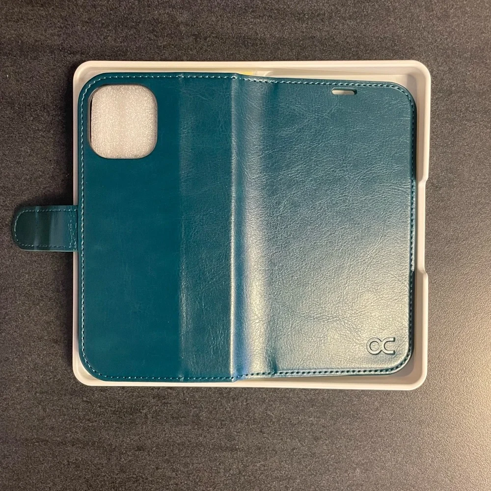 OCASE iPhone 12 / 12 Pro Wallet Case RFID PU Leather Flip Kickstand Peacock Blue